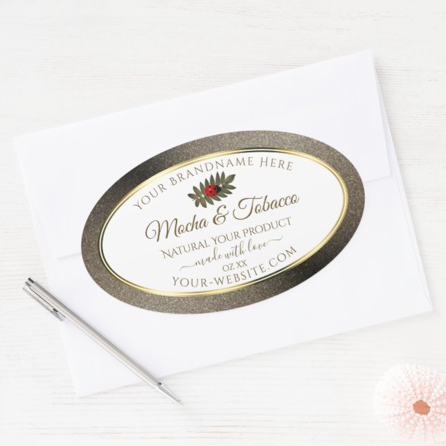 Anthracite Glitzer White Product Labels Ladybug Ovaler Aufkleber (Umschlag)