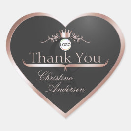 Anthracite Rose Gold Frame Logo Monogram Thank You Herz-Aufkleber