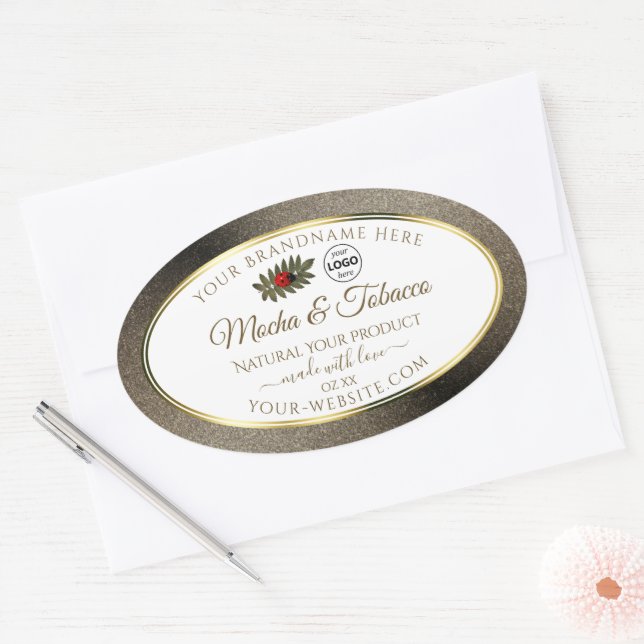 Anthracite White Product Labels Ladybug mit Logo Ovaler Aufkleber (Umschlag)
