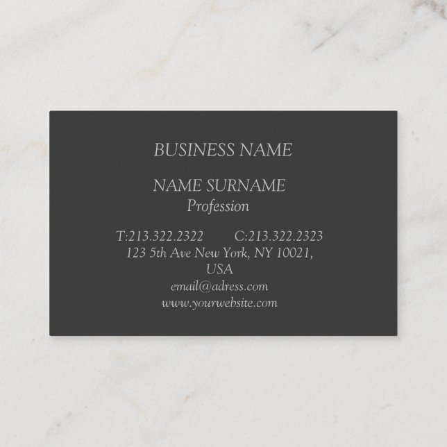 Anthrazit Visitenkarte mit grauer Schrift (Rückseite)
