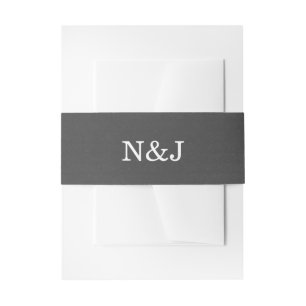 Anthrazitgrau & Silber Blumen Hochzeit Elegant Einladungsbanderole