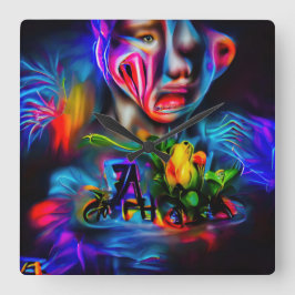 Anthrophobie 2 quadratische wanduhr