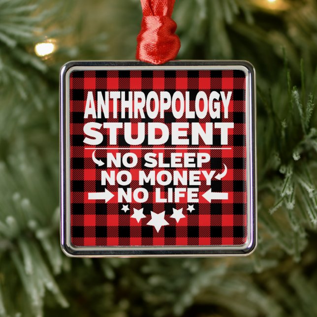 Anthropologie Uni Student Rote Karierte Weihnachte Ornament Aus Metall (Baum)