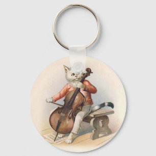 Anthropomorphe Katze Cello spielen Schlüsselanhänger