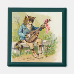 Anthropomorphe Katze, die Mandoline spielt Magnet