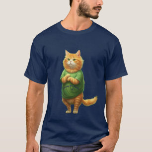 Anthropomorphe orange getigerte Katze, die schaut T-Shirt