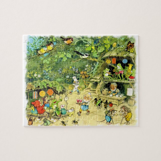 Anthropomorphe Waldtiere auf einer Party Puzzle (Horizontal)