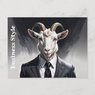 Anthropomorphe Ziege Geschäftsmann Kopfschuss Postkarte