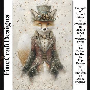 Anthropomorpher Fox Steampunk Outfit CA1 Decoupage Seidenpapier