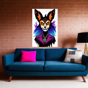 Anthropomorpher Fuchs in einer Lila Jacke   Art de Poster