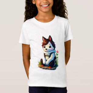 Anthropomorpher Hund mit Blume   Art der AI T-Shirt
