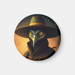 Anthropomorpher Schwarzdrossel-Seher in eleganter Magnet