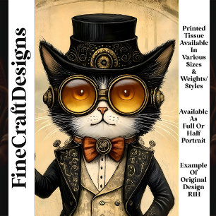 Anthropomorpher Steampunk-Chic-Kater R1H-Dekoupage Seidenpapier
