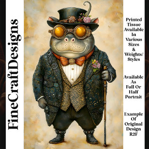 Anthropomorpher Steampunk Hippo R2F Decoupage Seidenpapier