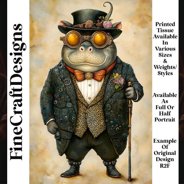 Anthropomorpher Steampunk Hippo R2F Decoupage Seidenpapier (Von Creator hochgeladen)