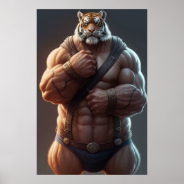 Anthropomorpher Tiger | Bodybuilder | Digitale Kun Poster