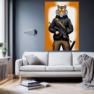 Anthropomorpher Tiger-Soldat Art der AI Poster