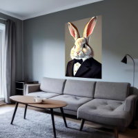 Anthropomorphes Kaninchen in schwarzem Anzug | Art