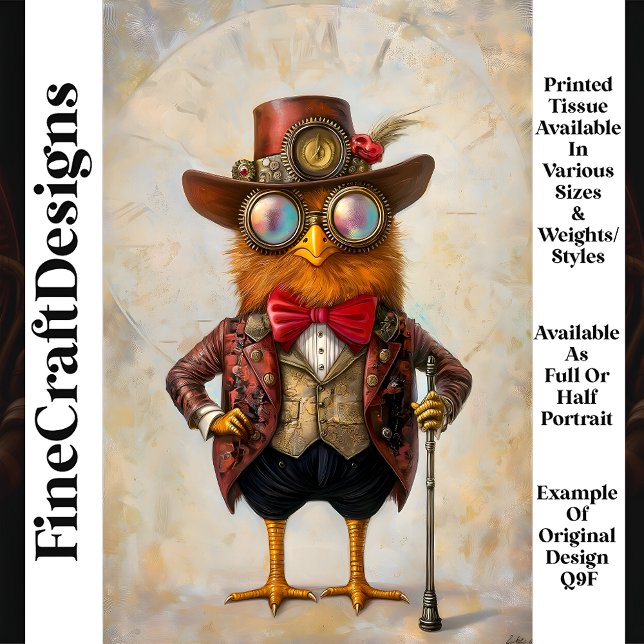 Anthropomorphes Steampunk-Huhn Q9F Decoupage Seidenpapier (Von Creator hochgeladen)