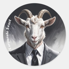 Anthropomorphic goat businessman headshot runder aufkleber