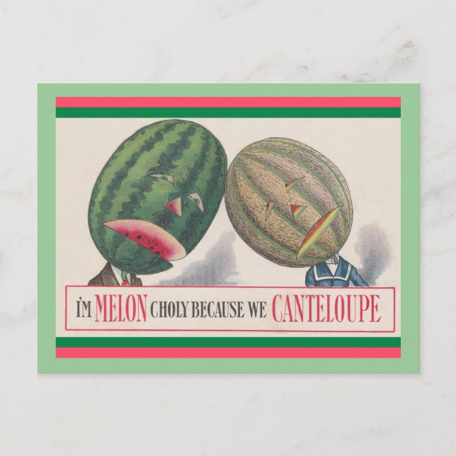 ANTHROPOMORPHISCHE Melonen Pun POSTCARD Postkarte (Vorderseite)