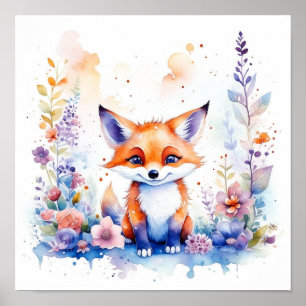 ANTHROPOMORPHISCHER NIEDLICH FLUFFE BABY FOX KINDE POSTER