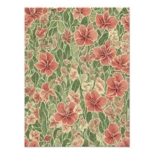 Anthurien-Blumen im Vintage-Ephemera-Muster Fotodruck