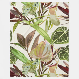 Anthurium-Blume, Tulpen und tropische Blätter. Fleecedecke