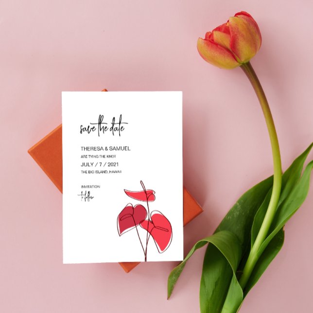 Anthurium ・ Blumenstrauß Zeichnend ・ Moderne Hochz Save The Date (Von Creator hochgeladen)