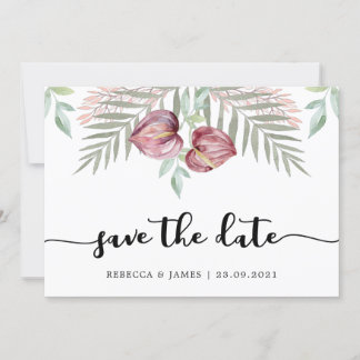 Anthurium floral Save the Date Karte