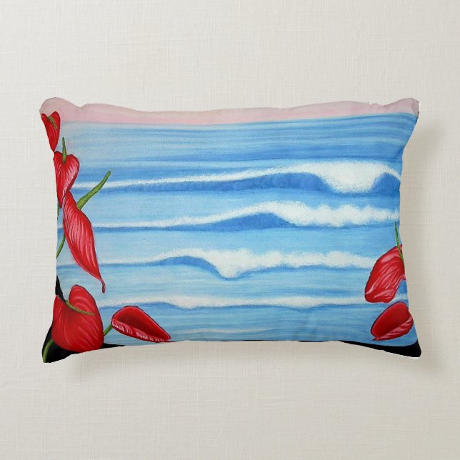 Anthurium Ocean Watercolor Design Dekokissen (Vorderseite)