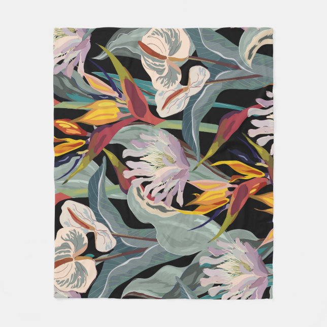 Anthurium Strelitzia: Tropischer Vintager Splendor Fleecedecke (Vorderseite)
