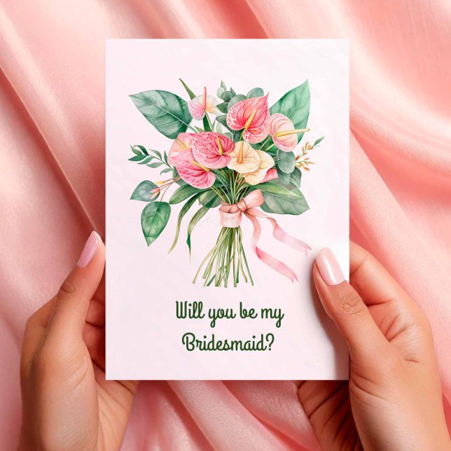 Anthurium Tropical Bouquet Wedding Party Vorschlag Einladung (Anthurium Tropical Bouquet Wedding Party Proposal Card)