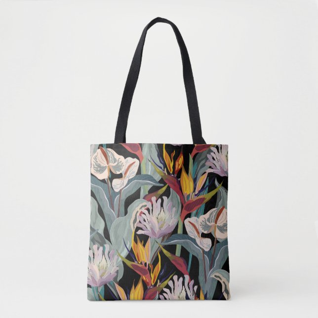 Anthurium und Strelitzia nahtlos Vintage Muster. (Vorderseite)