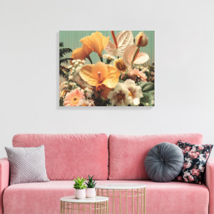 Anthurium und tropische Blumenarrangement Leinwanddruck