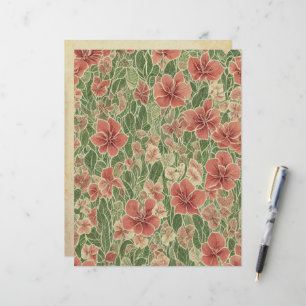 Anthuriums-Blume Vintages ephemeres Muster Briefbogen