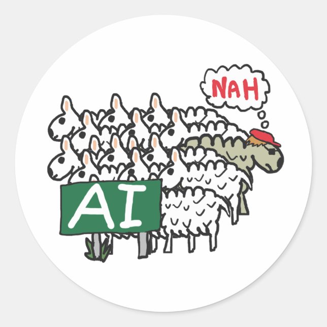 Anti AI Runder Aufkleber (Vorderseite)