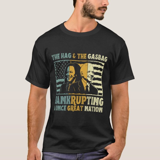 Anti Biden Harris die Hag und Amp; Der Gasbag poli T-Shirt (Vorderseite)