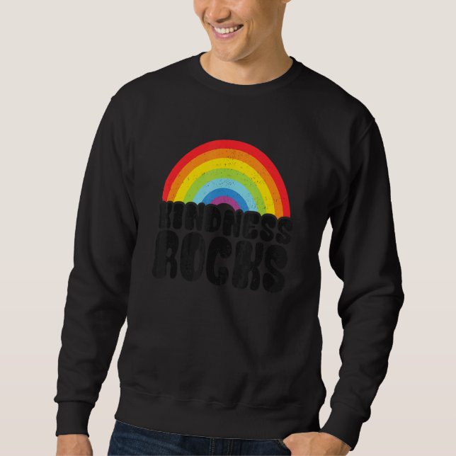 Anti Bullying Hippie Retro Teacher Rainbow Kindnes Sweatshirt (Vorderseite)