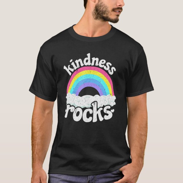 Anti Bullying Hippie Retro Teacher Rainbow Kindnes T-Shirt (Vorderseite)