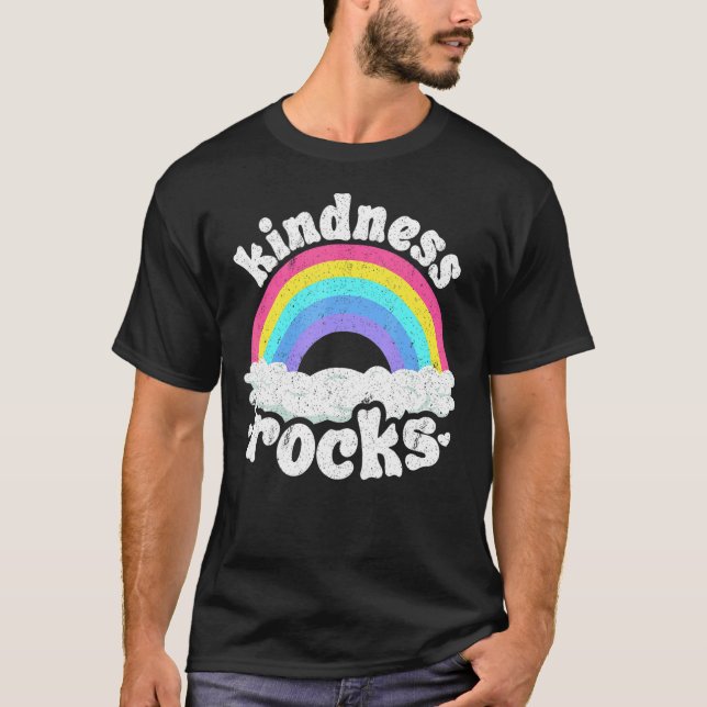 Anti Bullying Hippie Retro Teacher Rainbow Kindnes T-Shirt (Vorderseite)