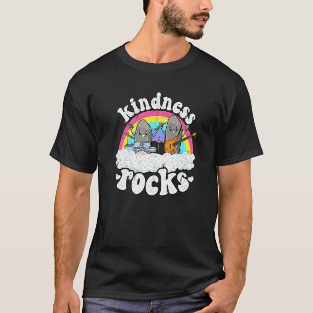 Anti Bullying Rainbow Hippie Music Teacher Kindnes T-Shirt (Vorderseite)