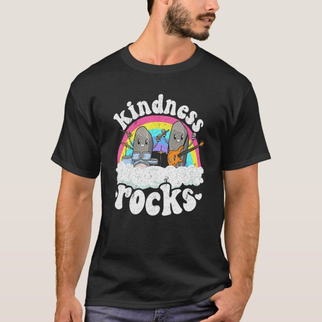 Anti Bullying Rainbow Hippie Music Teacher Kindnes T-Shirt (Vorderseite)