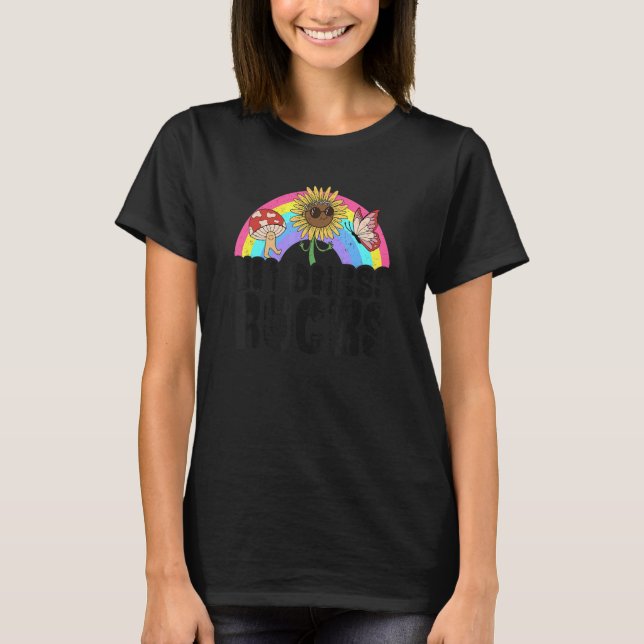 Anti Bullying Rainbow Hippie Music Teachnes T-Shirt (Vorderseite)