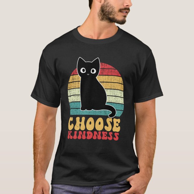 Anti Bullying Rainbow Peace Kind Hippie Cat Choose T-Shirt (Vorderseite)
