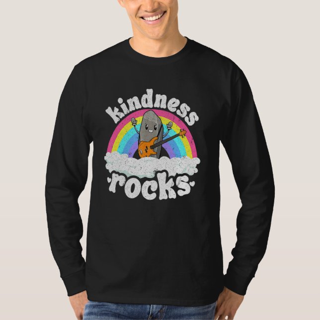 Anti Bullying Rainbow Retro Music Teacher Kindness T-Shirt (Vorderseite)