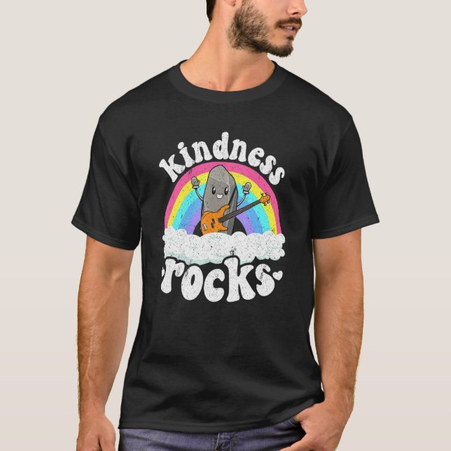 Anti Bullying Rainbow Retro Music Teacher Kindness T-Shirt (Vorderseite)