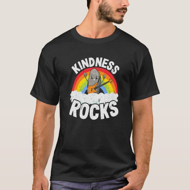 Anti Bullying Rainbow Retro Music Teacher Kindness T-Shirt (Vorderseite)