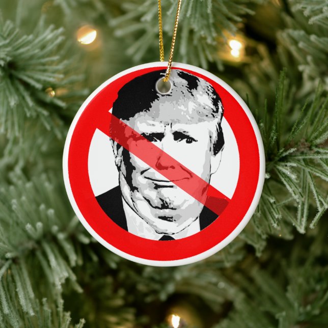 Anti Donald Trump Chin bricht das Gesicht Keramik Ornament (Baum)