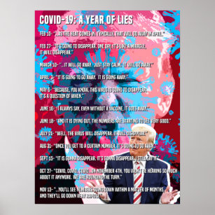 Anti Donald Trump Covid-19: Ein Jahr der Lügen Poster